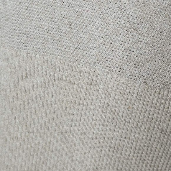 Zara Knit Long Sleeve Plunging V-neck Side Slit Sweater Dress in Oatmeal - Sz M - Picture 6 of 10